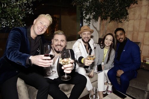 SunStroke Project y Vladana Vucinic, brindando en la Barcelona Eurovision Party