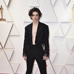 Timothée Chalamet posa en la alfombra roja de los Oscar 2022