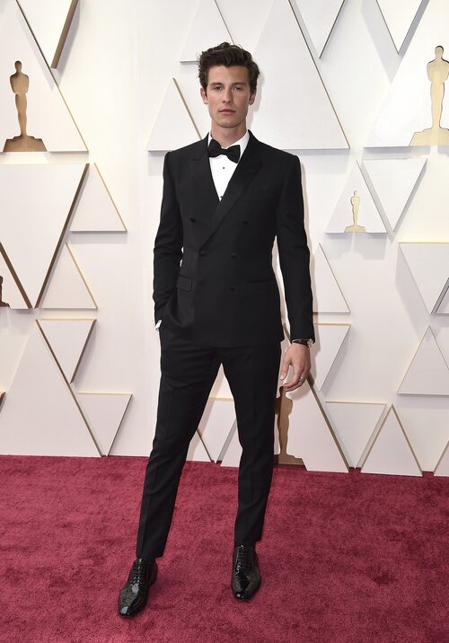 Shawn Mendes posa en la alfombra roja de los Oscar 2022