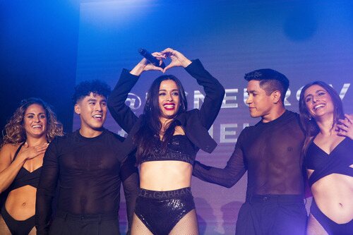 Josh Huerta, Chanel Terrero y Exon Arcos en la preparty de Barcelona