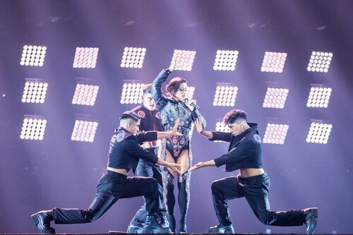 Chanel, durante su primer ensayo en el escenario de Eurovisión 2022