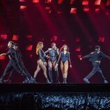 Chanel Terrero y sus bailarines, durante el primer ensayo de Eurovisión 2022