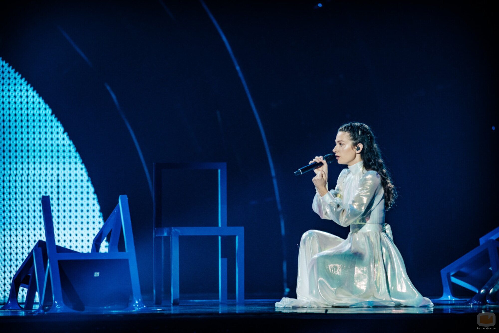 Amanda Tenfjord, representante de Grecia, en la Final de Eurovisión 2022