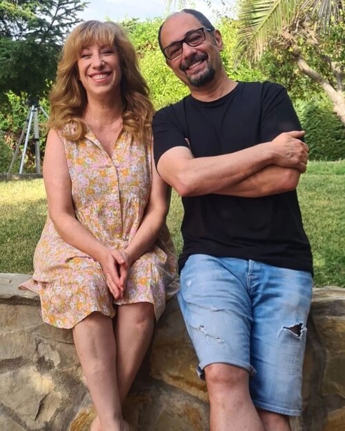 Nathalie Seseña y Jordi Sánchez, en el rodaje de la temporada 13 de 'LQSA'