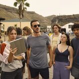 Algunos protagonistas de 'HIT 3', durante el rodaje en en La Palma