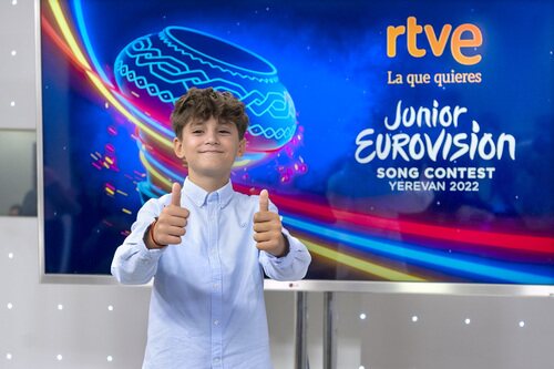 Carlos Higes, en la presentación de "Señorita", su tema para Eurovisión Junior 2022