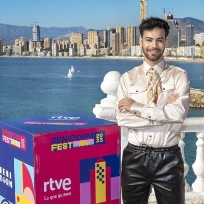 Agoney, en la rueda de prensa de finalistas del Benidorm Fest 2023