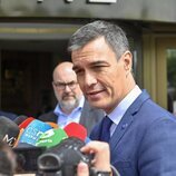 Pedro Sánchez comparece ante la prensa en el tanatorio por la muerte de María Teresa Campos