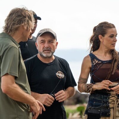 Julián Iantzi y Raquel Sánchez Silva tras las cámaras en el 'El Conquistador'