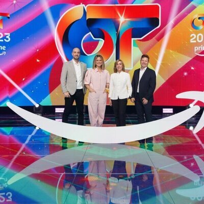 Tinet Rubira y directivos de Prime Video, en la presentación de 'Operación Triunfo 2023'