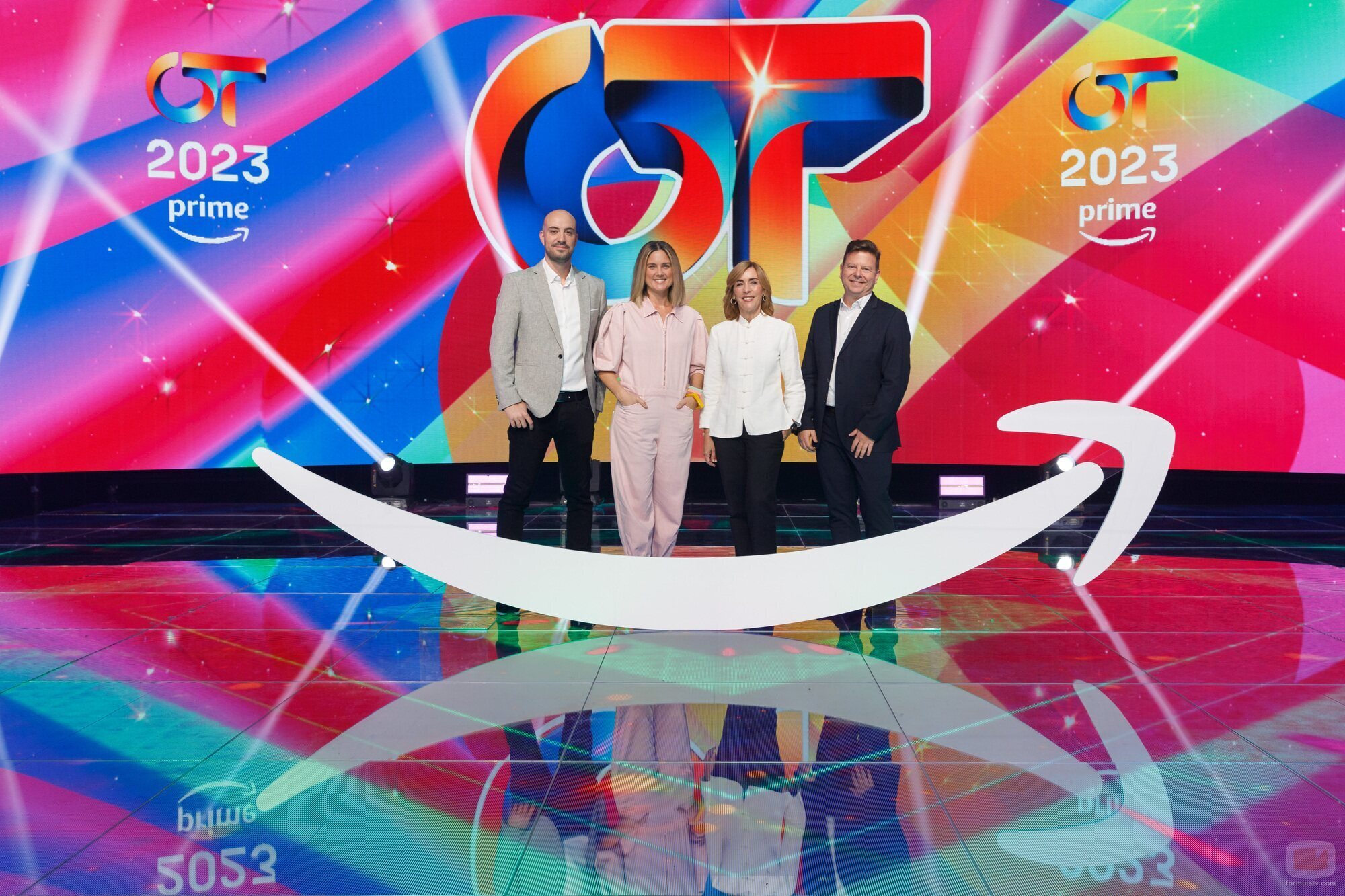 Tinet Rubira y directivos de Prime Video, en la presentación de 'Operación Triunfo 2023'