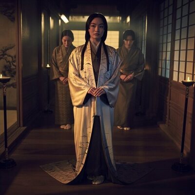Anna Sawai con un traje tradicional japonés en 'Shogun'