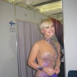 Soraya luce el mono morado con el que cantará