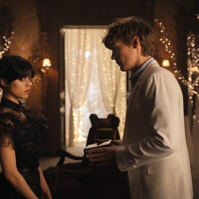 Jenna Ortega y Hunter Doohan en el 1x04 de 'Miércoles'