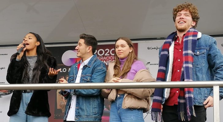 Nia, Bruno, Eva y Jesús, en la firma de discos de &#39;OT 2020&#39;