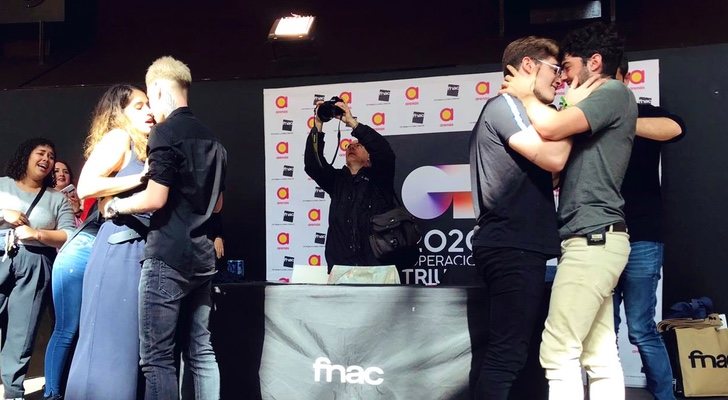 Anaju, Hugo, Gèrard y Rafa cantan &quot;Señorita&quot; en la firma de discos de &#39;OT 2020&#39;