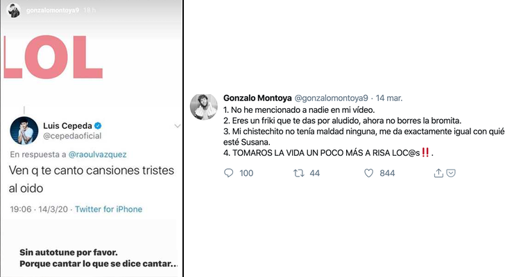 Mensajes de Gonzalo contra Luis Cepeda en redes