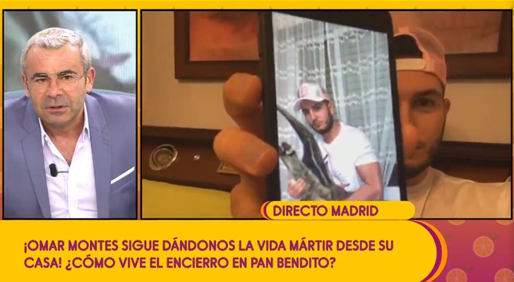 Omar Montes enseñando la foto de su oso hormiguero en 'Sálvame'