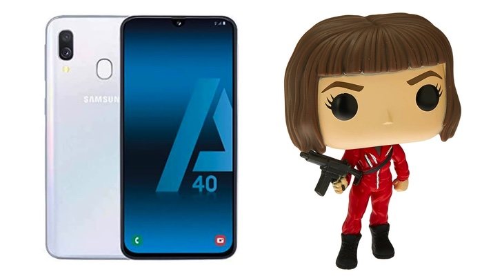 Teléfono Samsung y Funko 'La Casa de Papel'