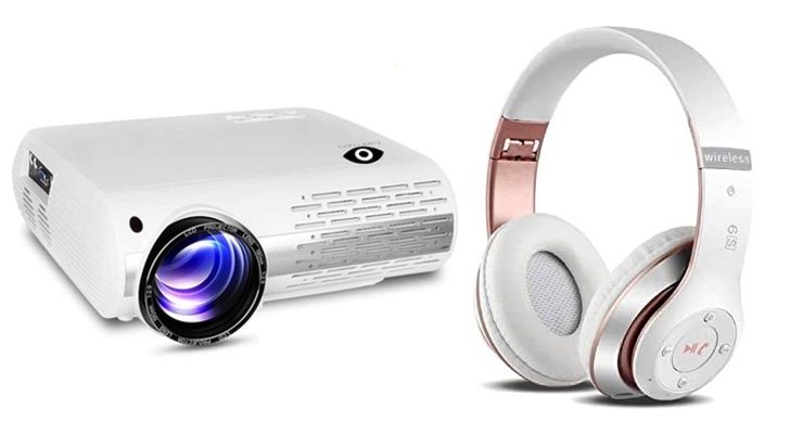 Proyector y cascos inalámbricos
