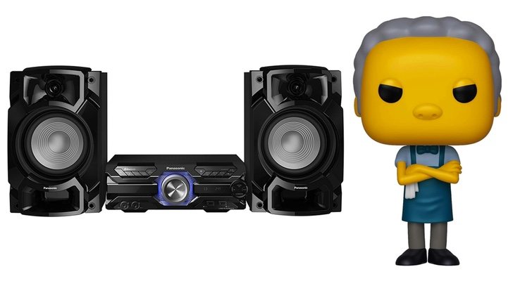 Equipo de sonido y funko de 'Los Simpson'
