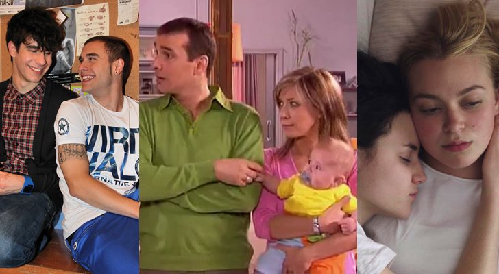 Fer y David en 'Física o química', Mauri y Bea en 'Aquí no hay quien viva' y Joana y Cris en 'Skam España'