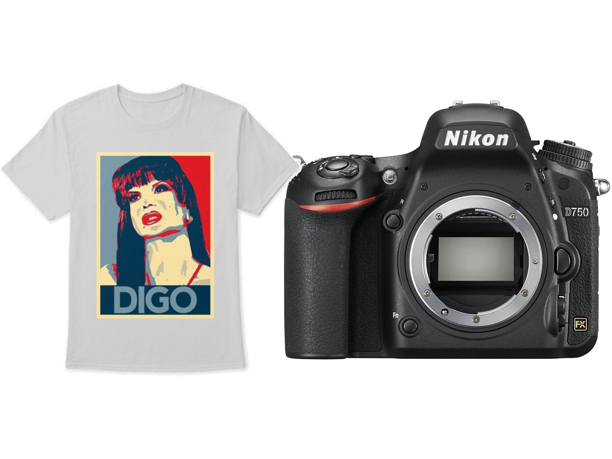 Camiseta de "La Veneno" y cámara réflex Nikon