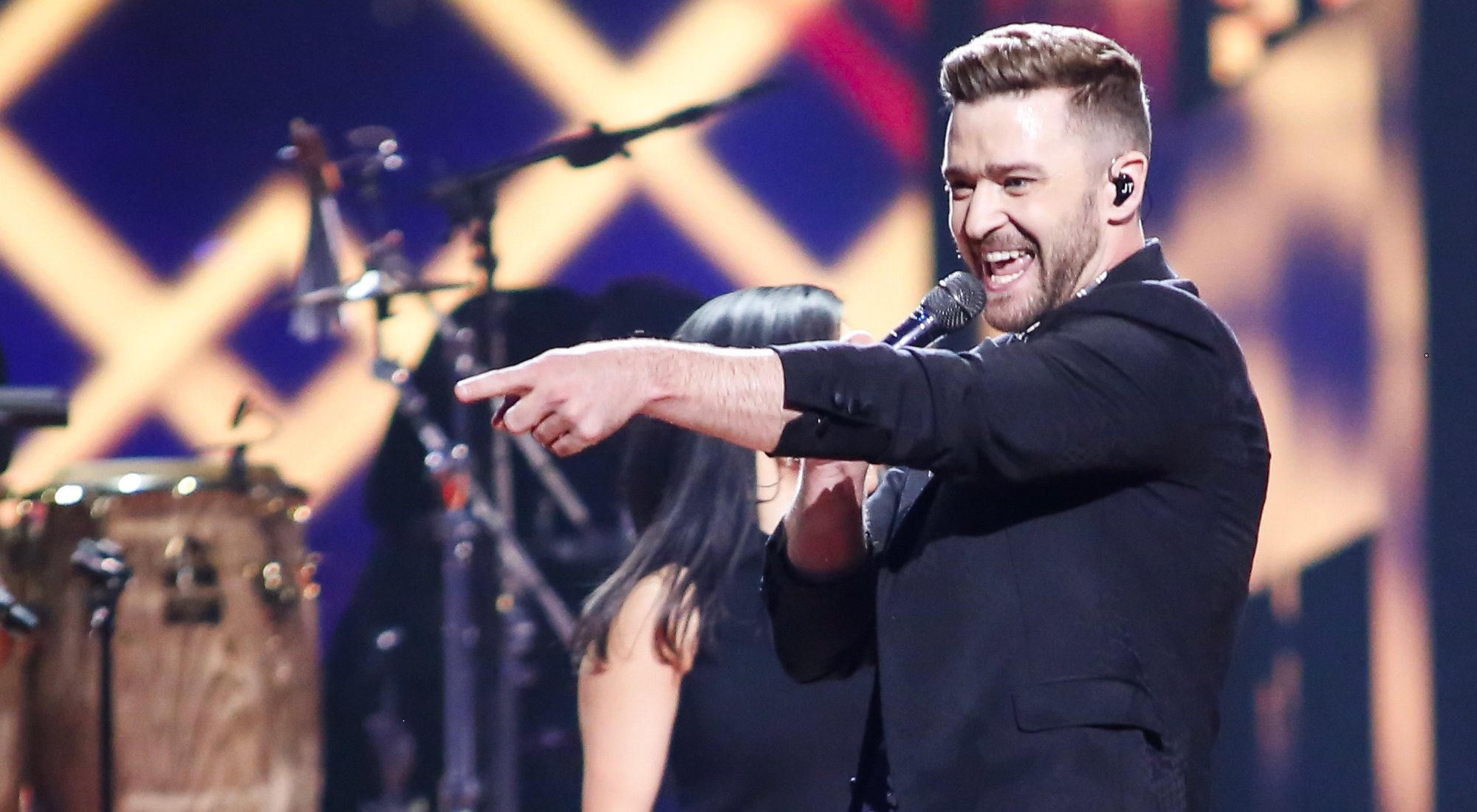 El estadounidense Justin Timberlake actuando en Eurovisión 2016