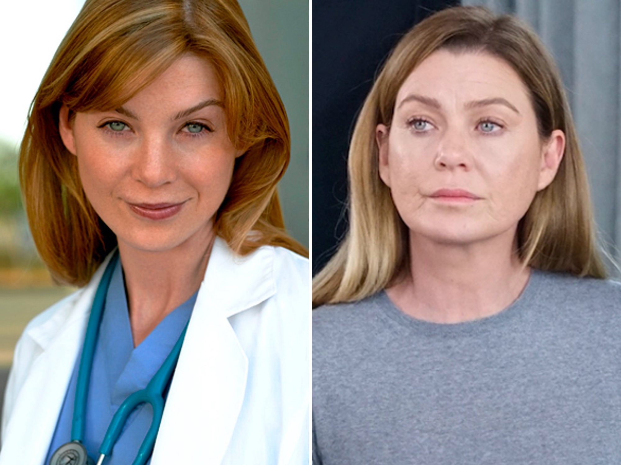 Ellen Pompeo en 'Anatomía de Grey' en la primera temporada y en la decimosexta