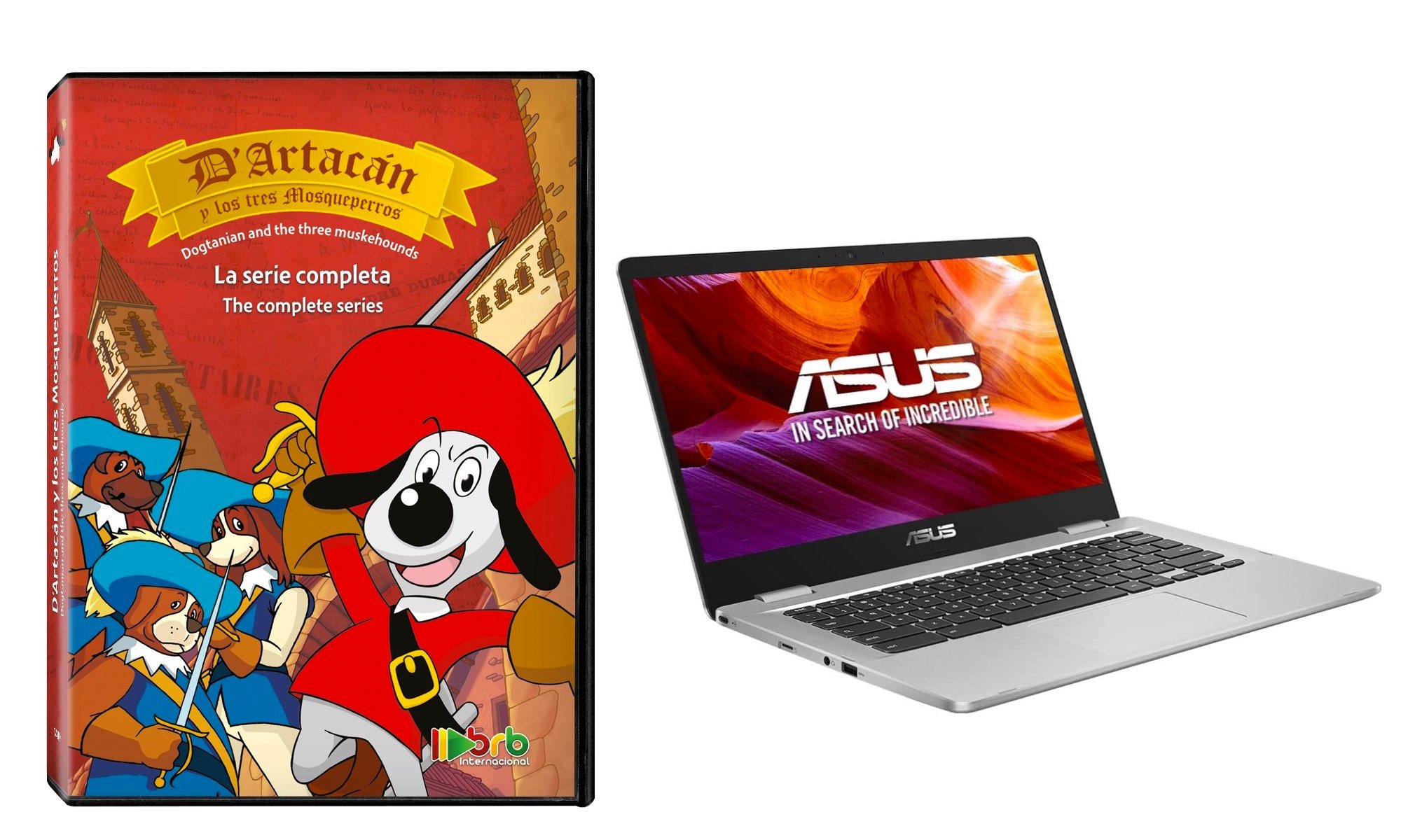 &#39;D&#39;Artacán y los tres mosqueperros&#39; y portátil