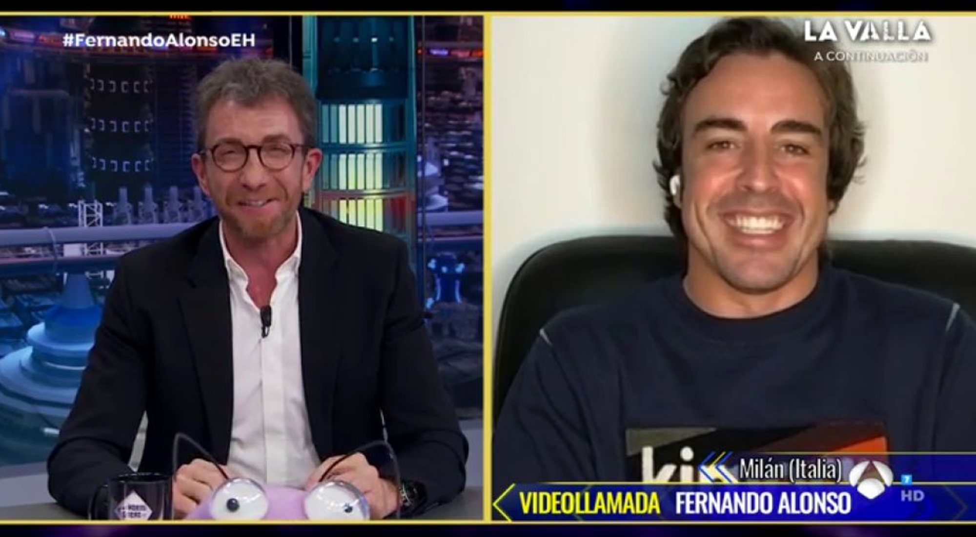 Fernando Alonso por videollamada en 'El hormiguero'