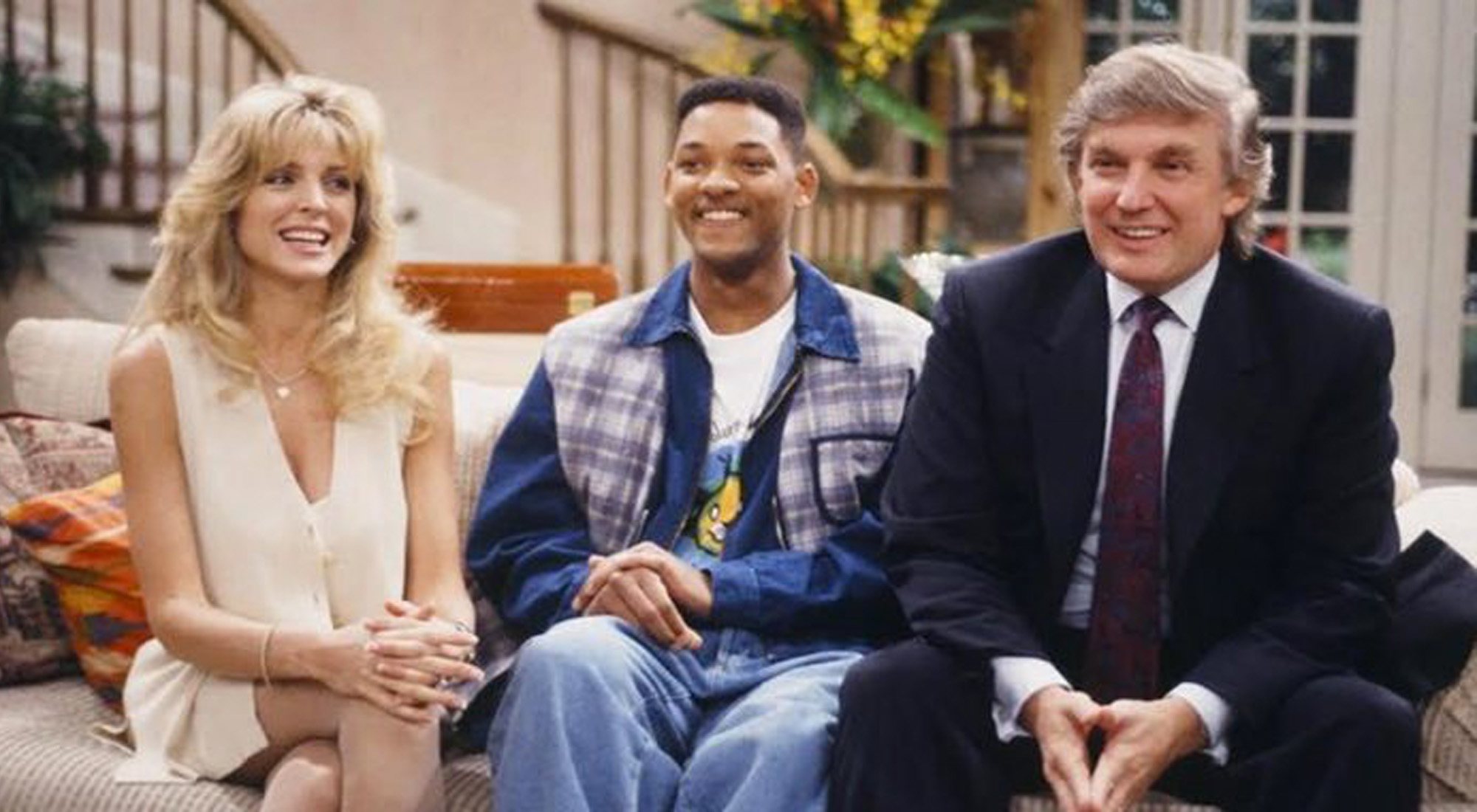 Donald Trump junto a Will Smith cuando grabó su cameo en 'El príncipe de Bel Air'