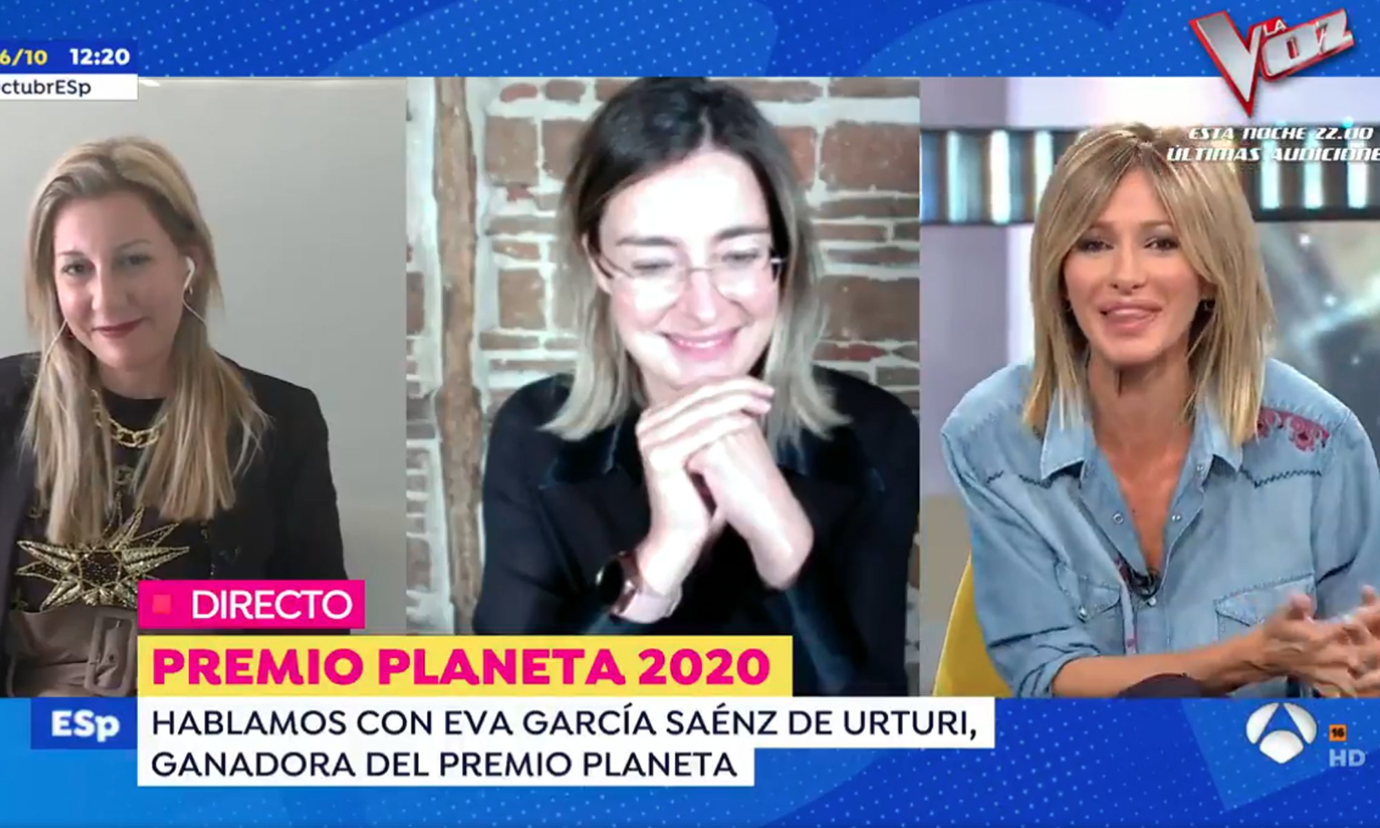 Eva García Sáenz de Urturi, Sandra Barneda y Susanna Griso, en 'Espejo público'