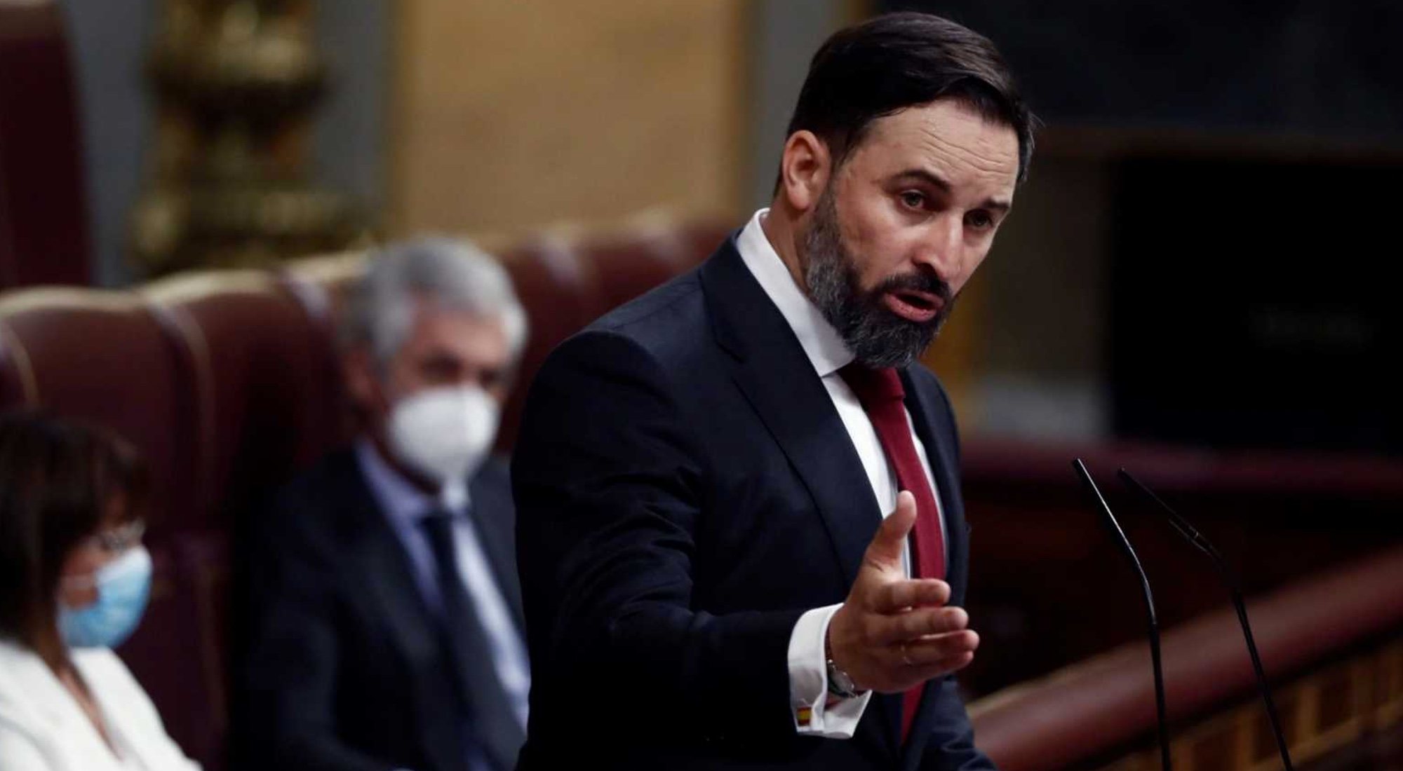 Santiago Abascal durante la moción de censura de Vox