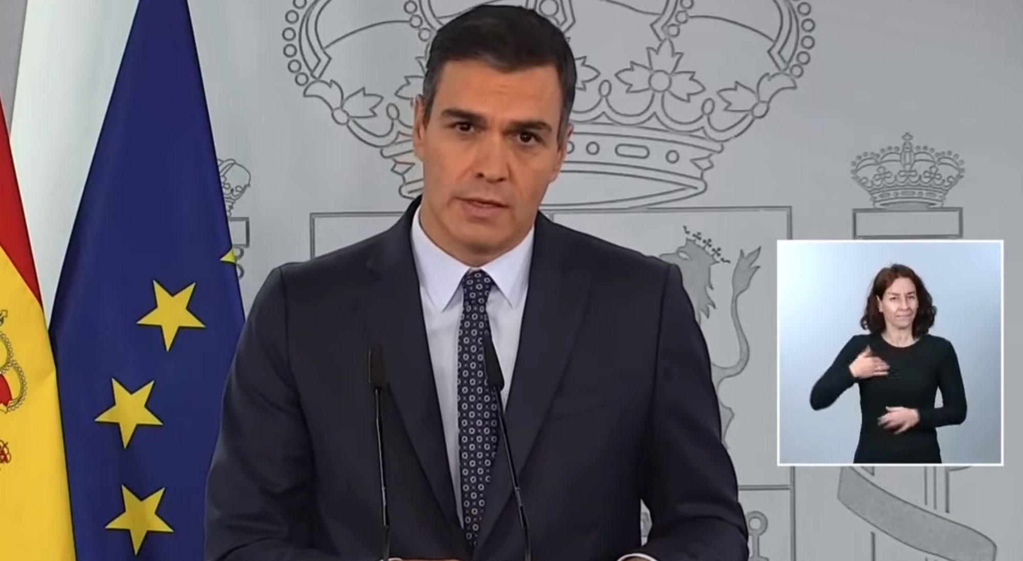 Pedro Sánchez durante la comparecencia