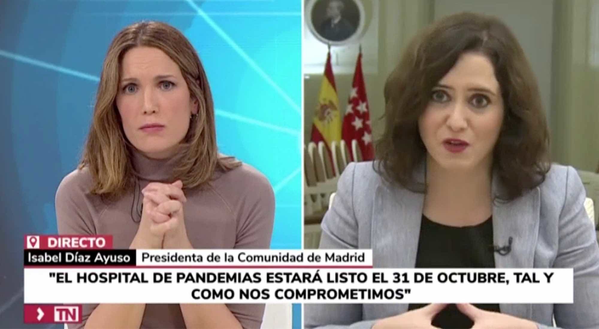 Silvia Intxaurrondo e Isabel Díaz Ayuso en Telemadrid