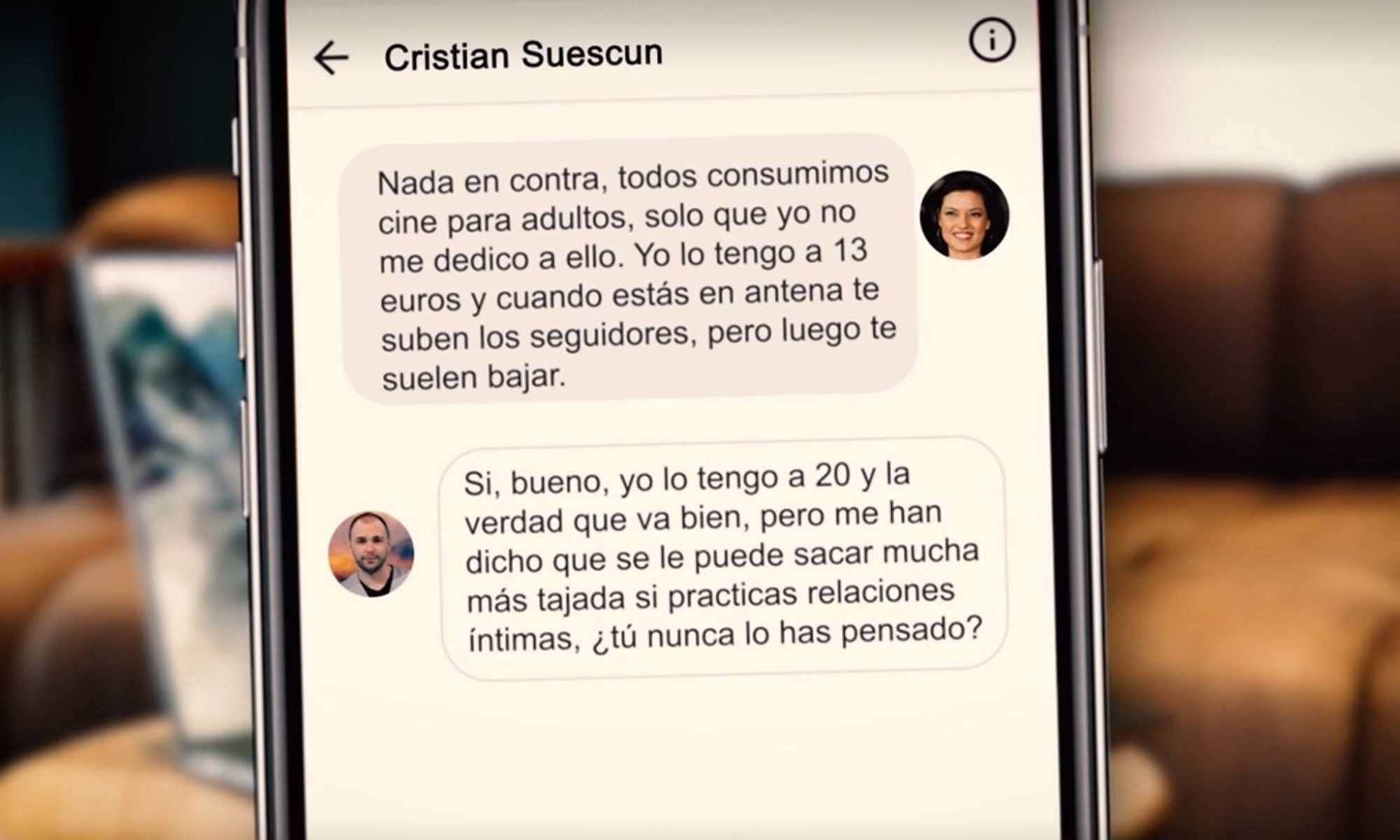 Conversación entre Mari Cielo Pajares y Cristian Suescun emitida en 'Socialité'
