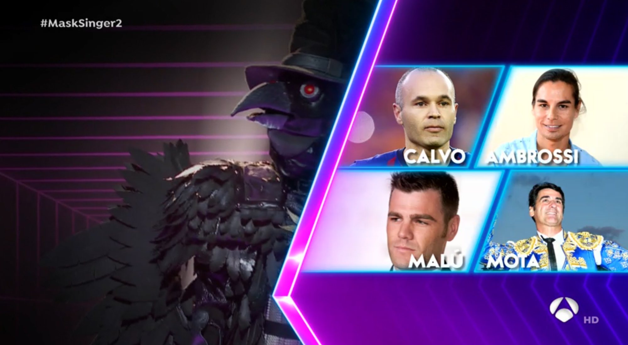 Las apuestas de los investigadores de 'Mask Singer' sobre la identidad de Cuervo