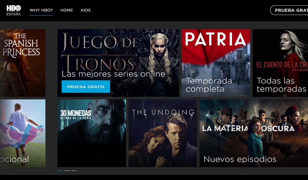 Interfaz de HBO España