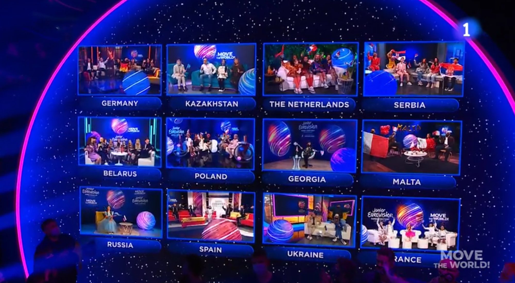 Los doce concursantes de Eurovisión Junior 2020, en una conexión desde sus respectivos países
