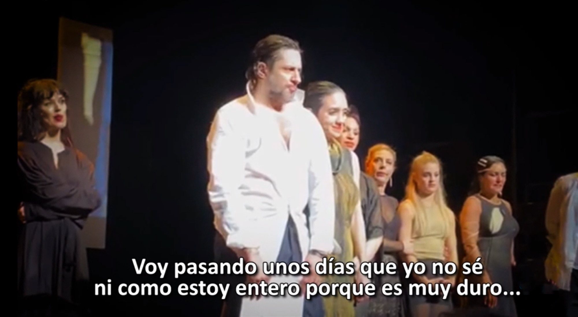 Rafael Amargo, durante su discurso en el teatro La Latina tras estrenar la obra "Yerma"