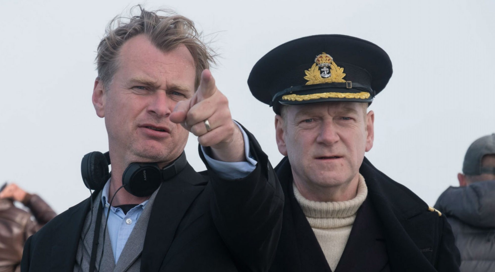 Christopher Nolan y Kenneth Branagh en el rodaje de "Dunkerque"