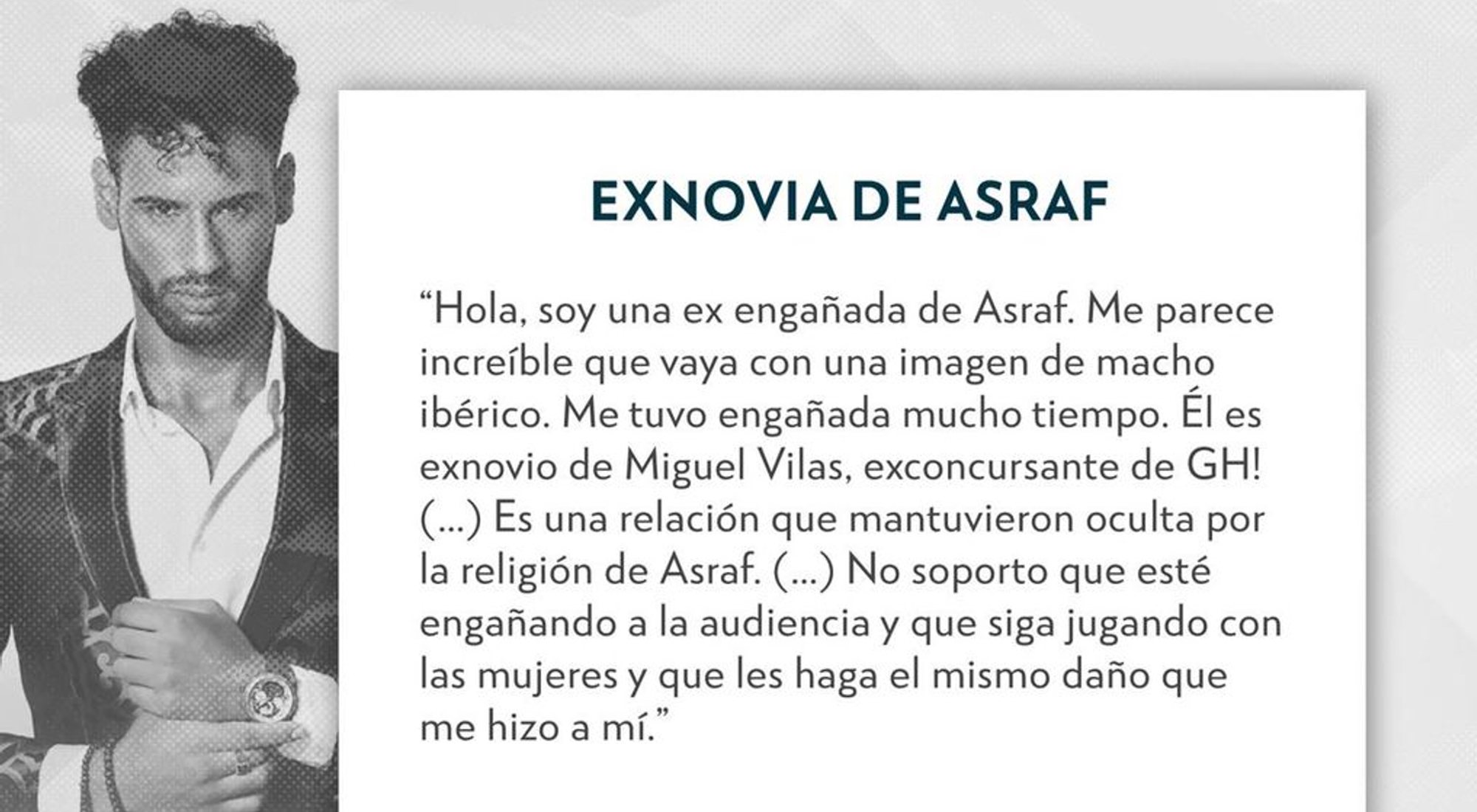 Declaraciones de una exnovia de Asraf emitidas en &#39;Viva la vida&#39;