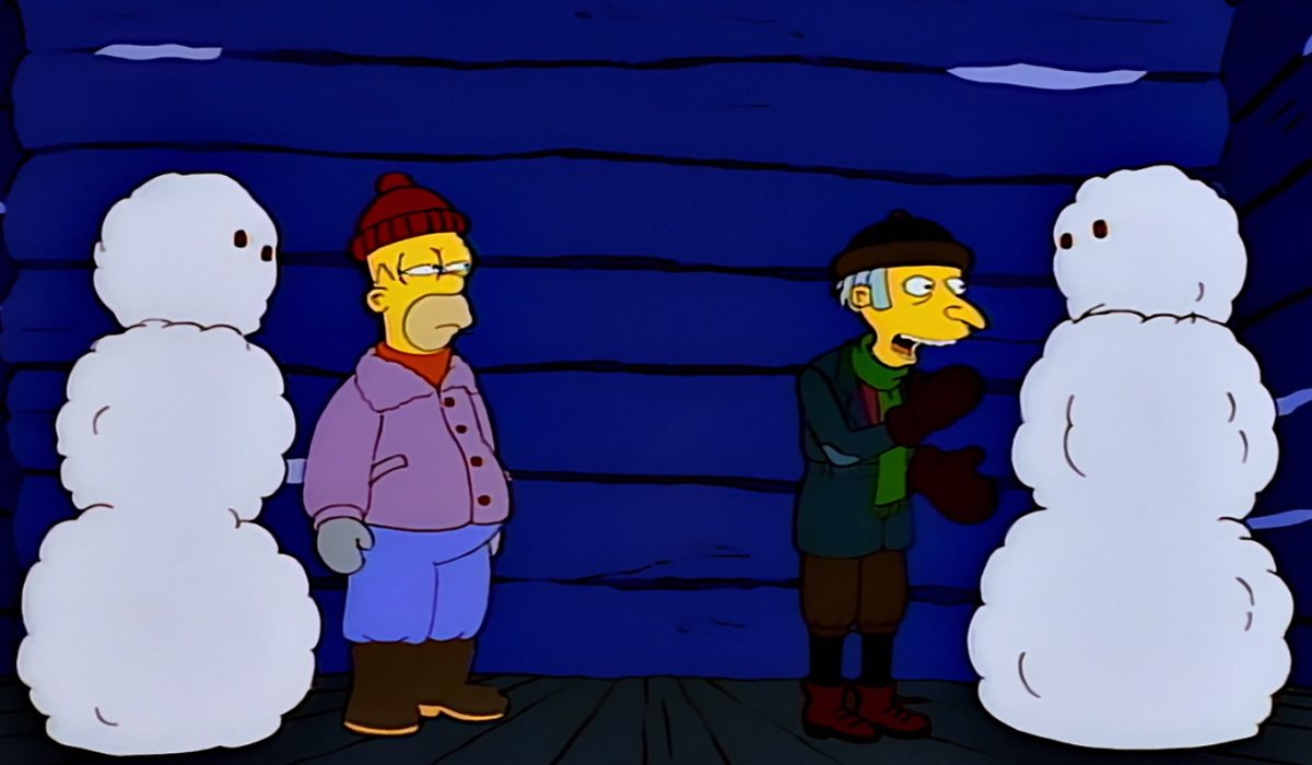 Homer y el señor Burns atrapados en la nieve en 'Los Simpson'