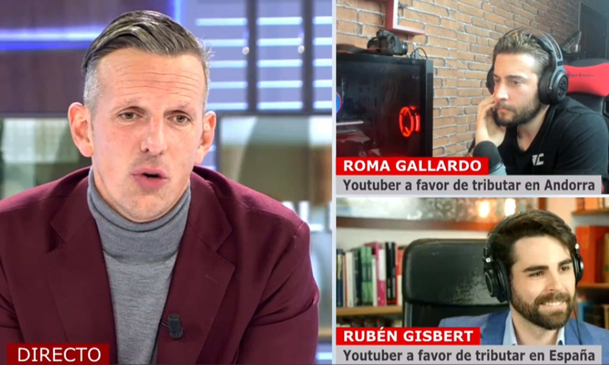 Joaquín Prat con Roma Gallardo y Rubén Gisbert en 'Cuatro al día'