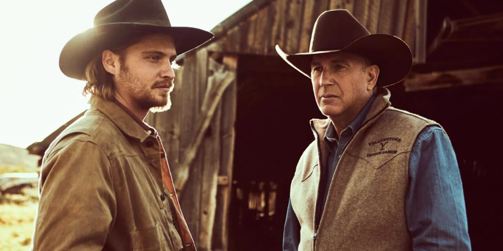 Luke Grimes y Kevin Costner en 'Yellowstone'