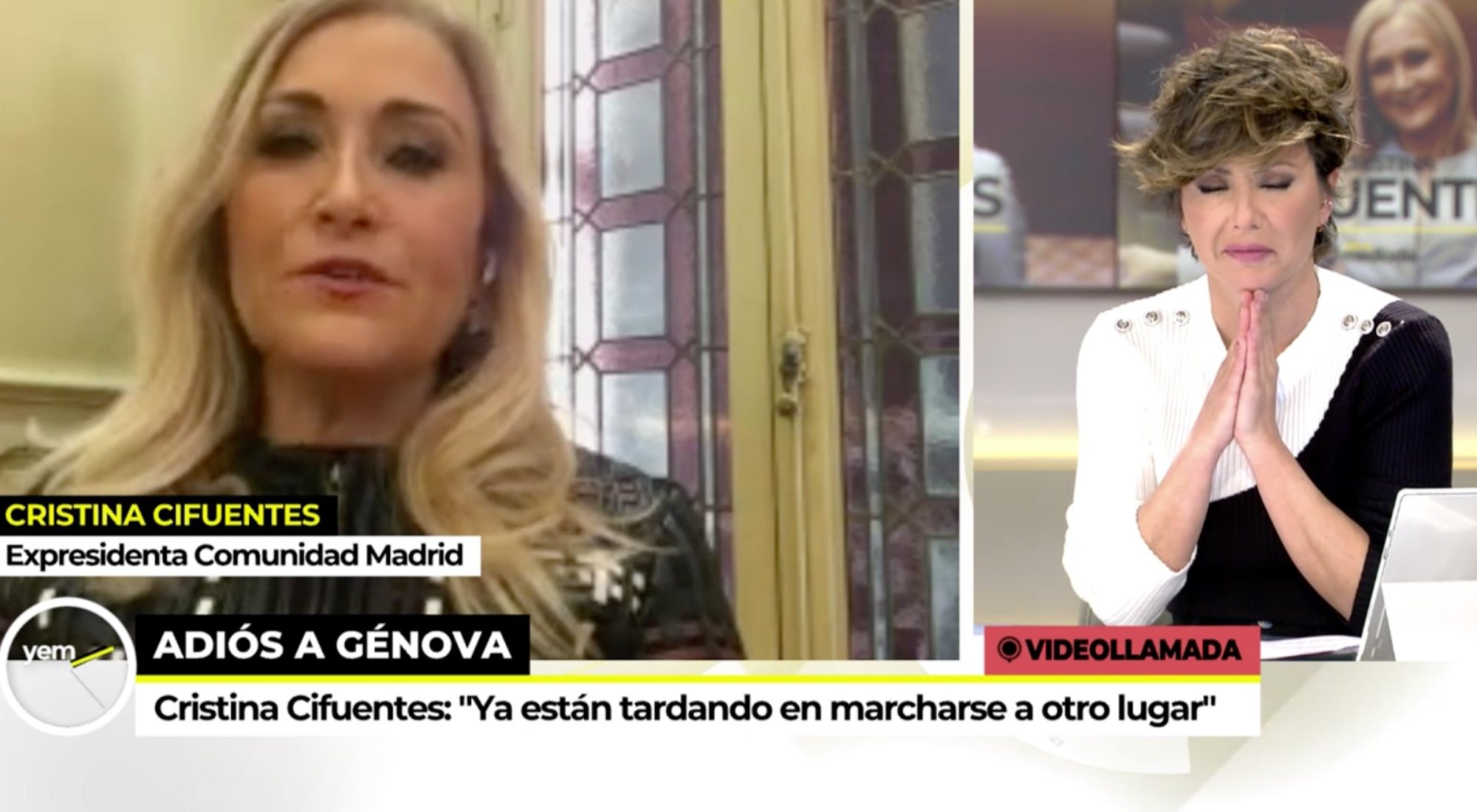 Cristina Cifuentes, entrevistada por Sonsoles Ónega en 'Ya es mediodía'