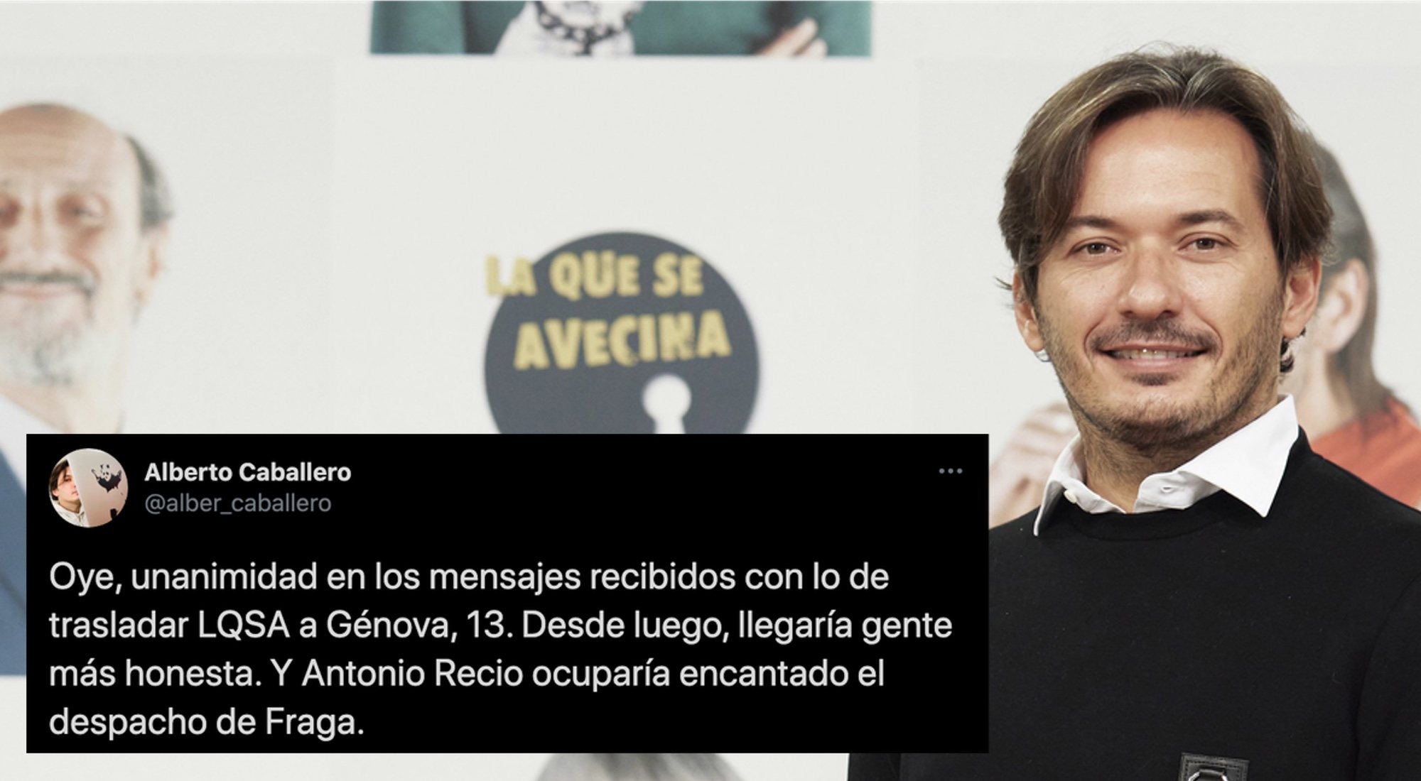 Alberto Caballero y la publicación realizada vía Twitter