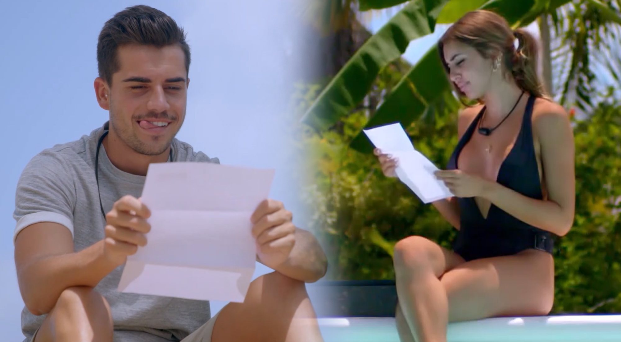 Jesús y Marina leen la carta de su pareja en 'La isla de las tentaciones'