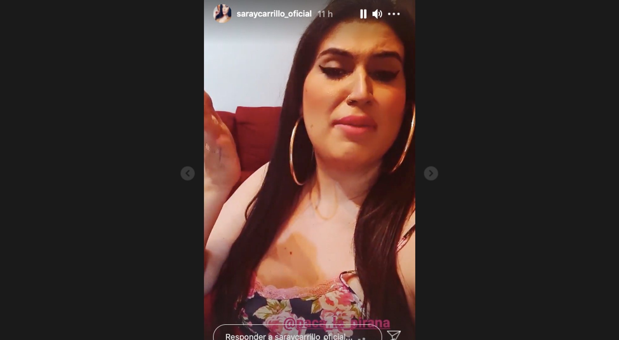Saray Carrillo a través de Instagram criticando a Candela Santiago y Paca la Piraña